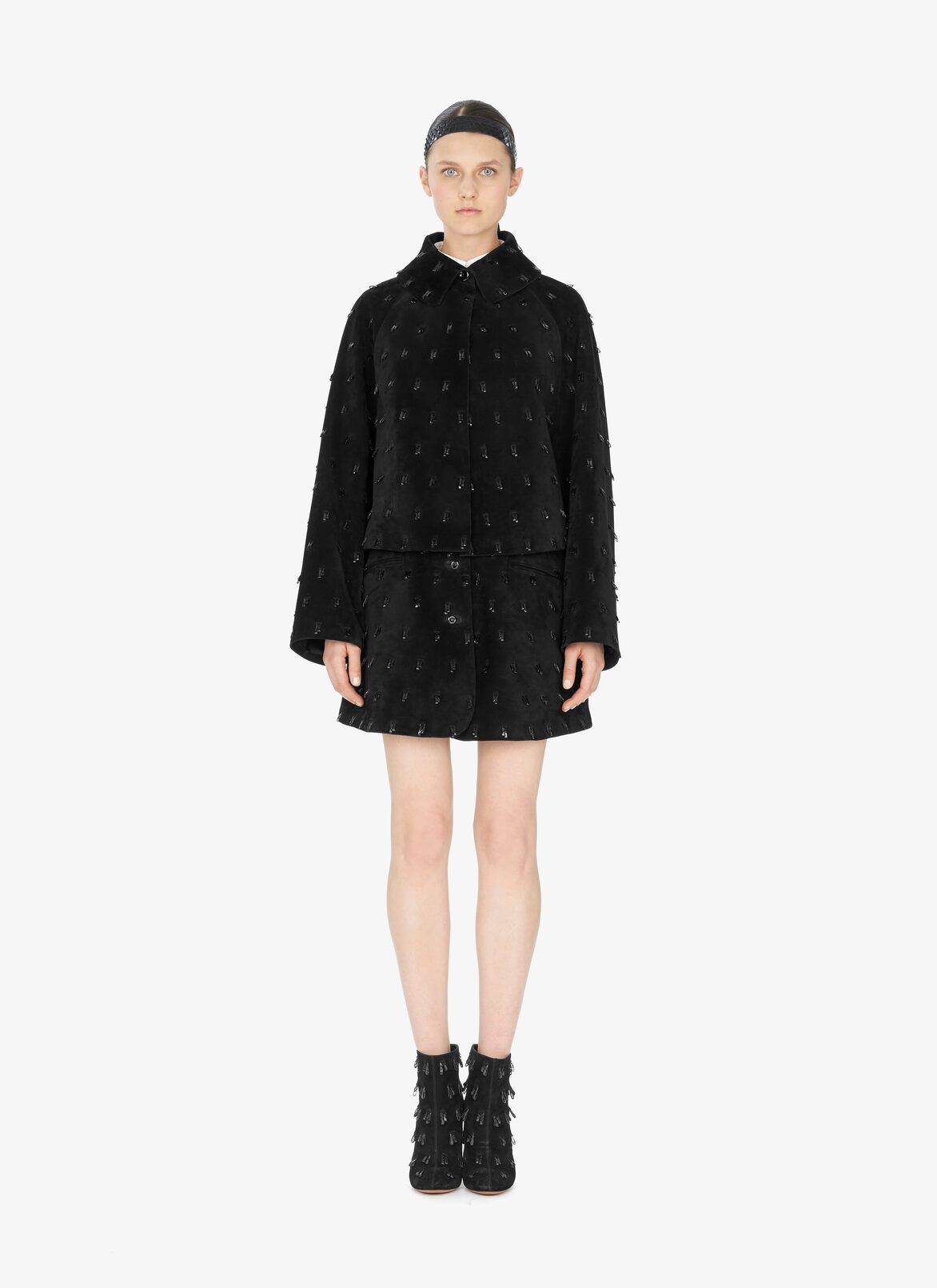 Alaïa Edition 1989 Suede And Watersnake Cropped Jacket ALAÏA BLACK ALAÏA EDITION 1989 SUEDE AND WATERSNAKE CROPPED JACKET